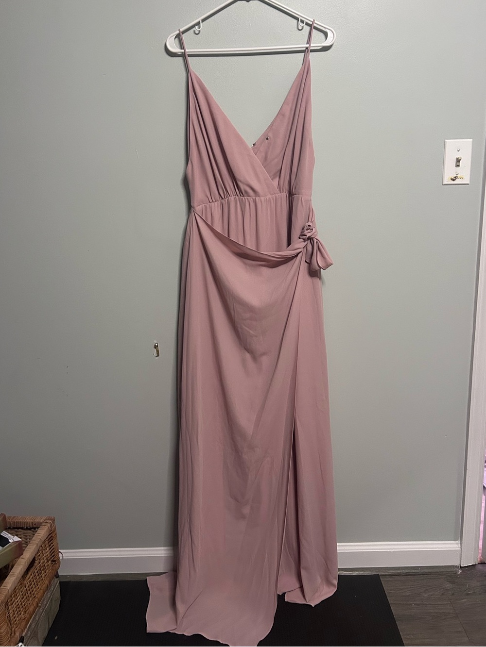 Wayf Mauve Dusty Rose Wrap Maxi Dress with Side Knot